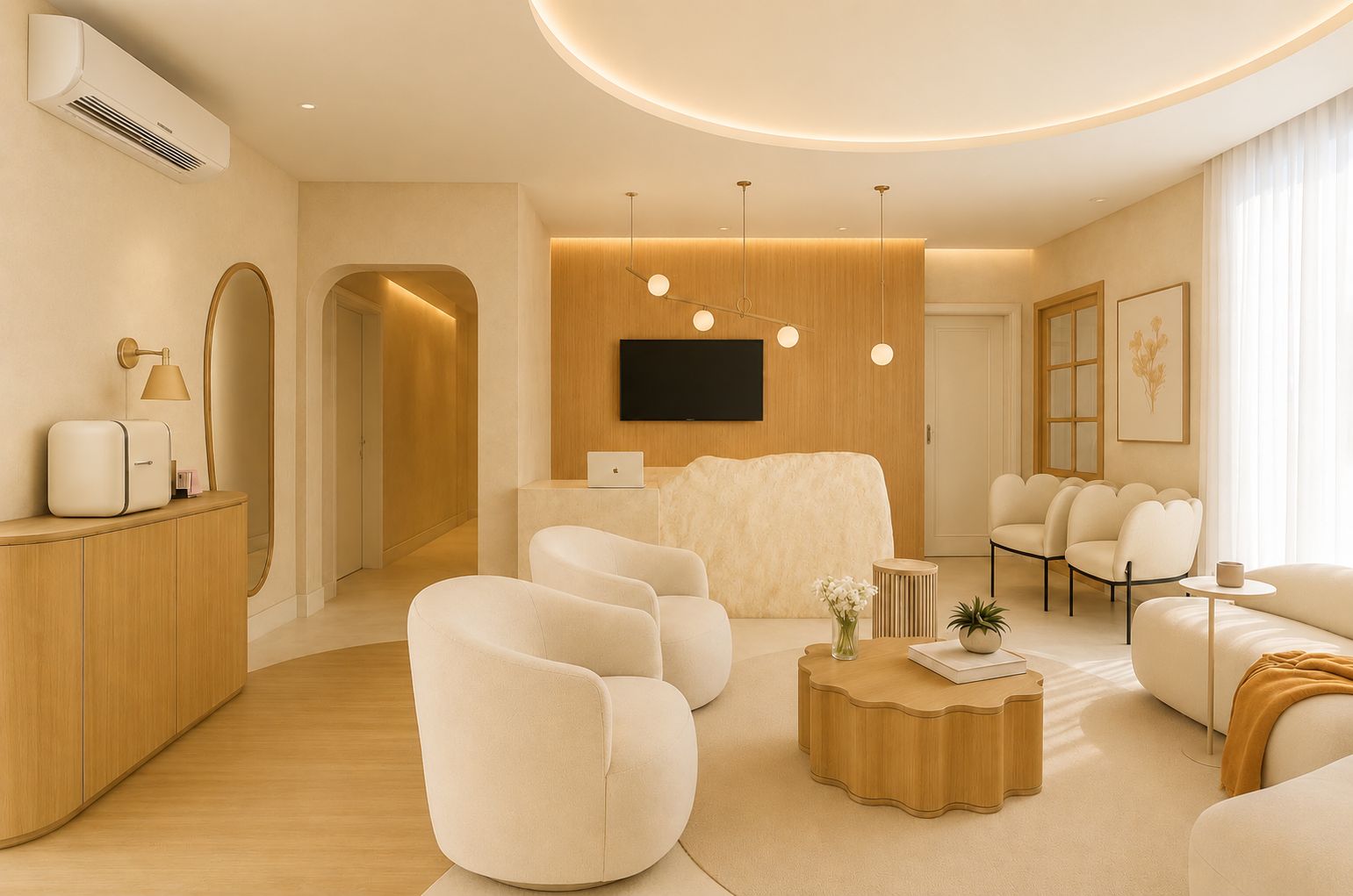 Interior aconchegante da Casa Aura